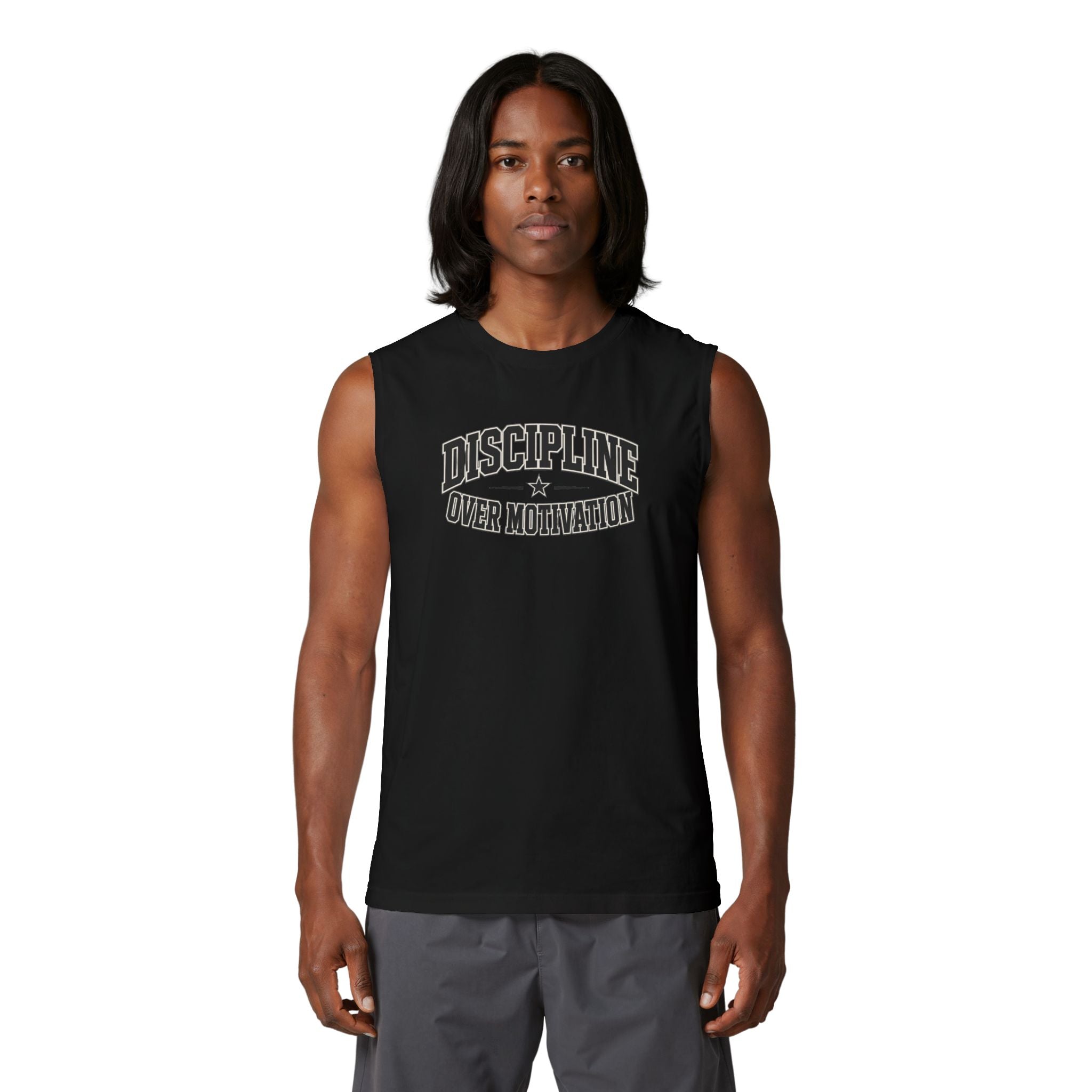 Discipline Over Motivation Muscle Tank — Motivational Gym Workout Tank Top