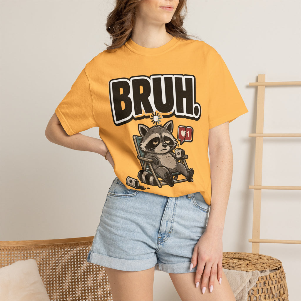 Bruh Raccoon Graphic T-Shirt — Lazy Chill Cartoon Tee