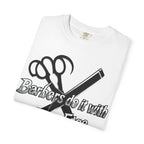 Barbers Do It With Edge T-Shirt — Barber Scissors & Razor Graphic Tee