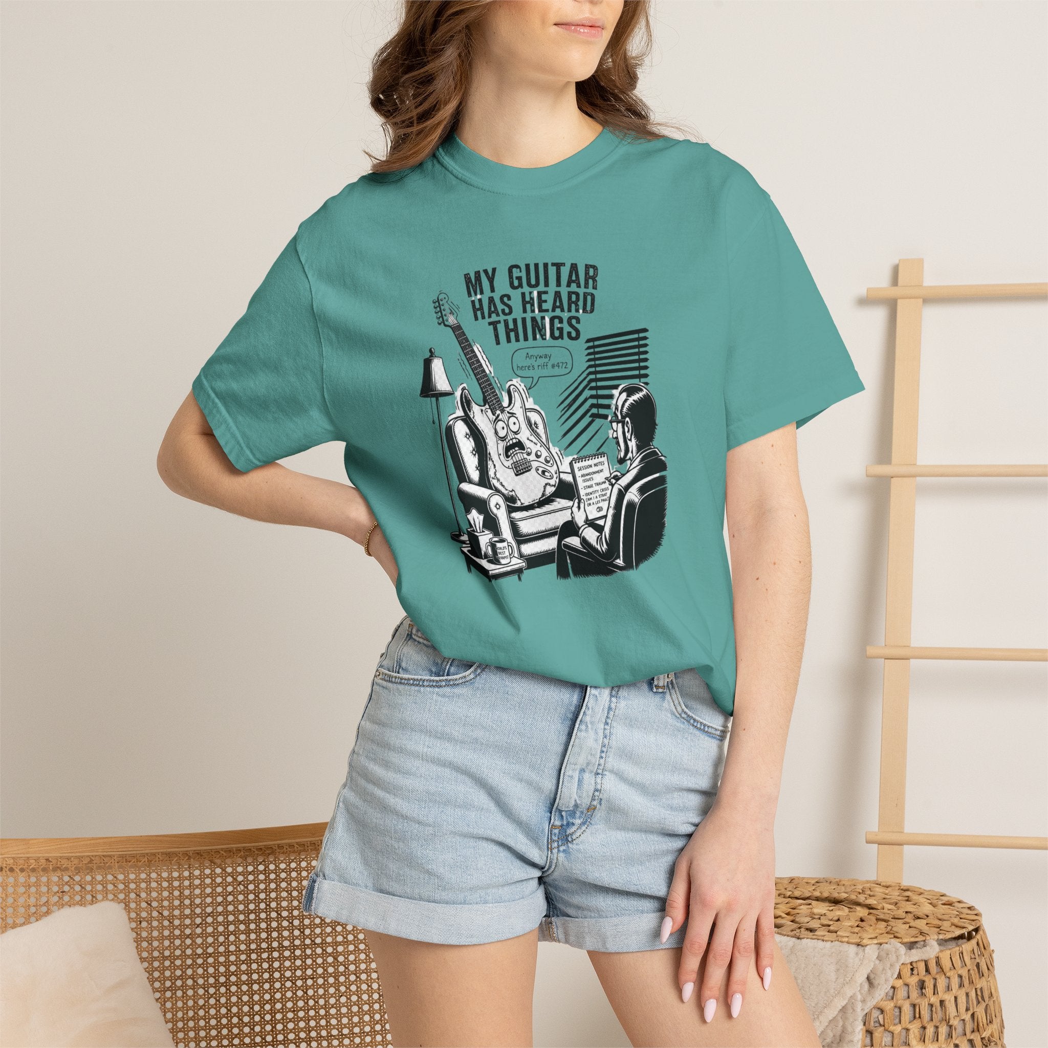Guitar Lover T‑Shirt — "My Guitar Has Heard Things" Acoustic Music Tee