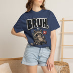 Bruh Raccoon Graphic T-Shirt — Lazy Chill Cartoon Tee