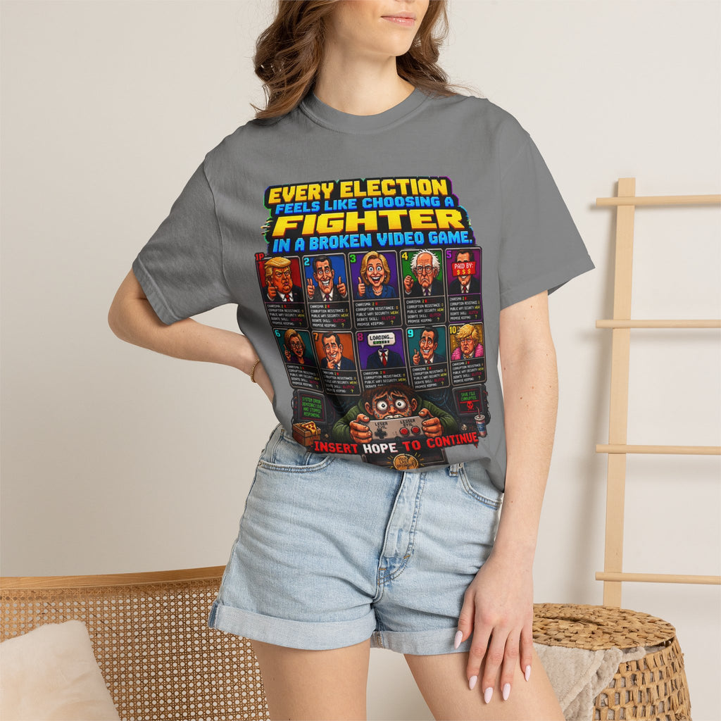 Election Fighter T‑Shirt — 'Every Election Feels Like Choosing a Fighter' Retro Video Game Tee