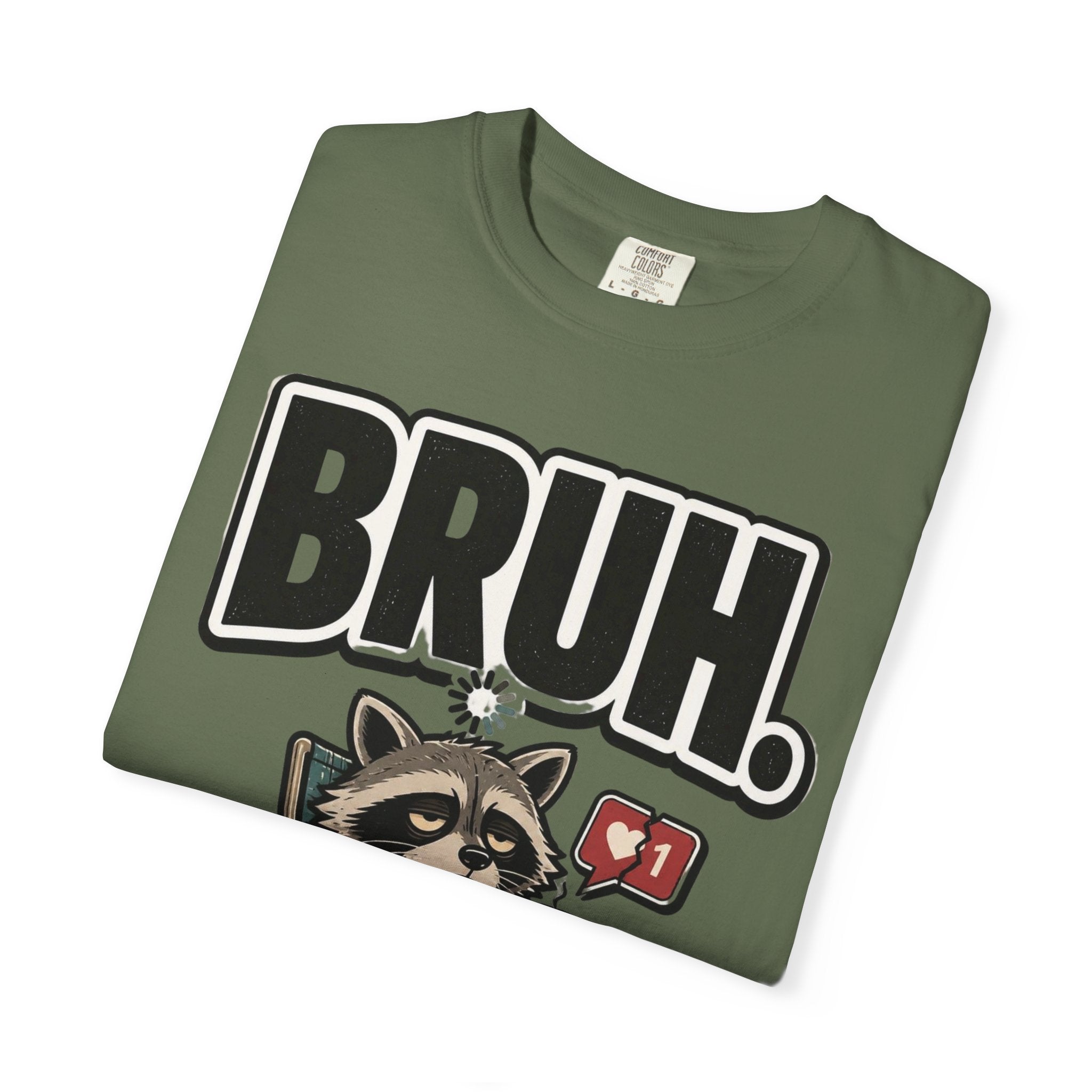 Bruh Raccoon Graphic T-Shirt — Lazy Chill Cartoon Tee