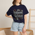 Exhausted Not Defeated T-Shirt — Gothic Rose Motivational Tee