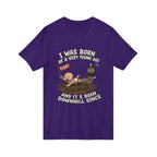 V-Neck Tee — "I Was Born at a Very Young Age and It's Been Downhill Since" Funny Adulting Shirt