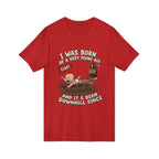 V-Neck Tee — "I Was Born at a Very Young Age and It's Been Downhill Since" Funny Adulting Shirt