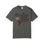 T-Shirt — “My Emotional Support Demon Moved Out” Funny Gothic Graphic Tee