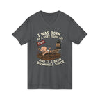 V-Neck Tee — "I Was Born at a Very Young Age and It's Been Downhill Since" Funny Adulting Shirt
