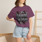 Exhausted Not Defeated T-Shirt — Gothic Rose Motivational Tee