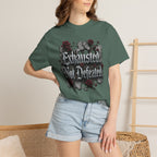 Exhausted Not Defeated T-Shirt — Gothic Rose Motivational Tee