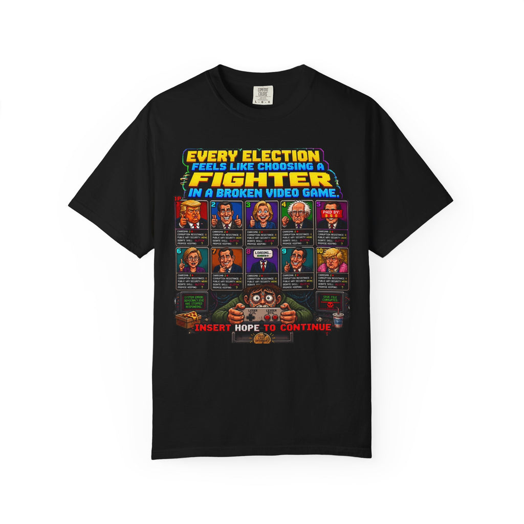 Election Fighter T‑Shirt — 'Every Election Feels Like Choosing a Fighter' Retro Video Game Tee