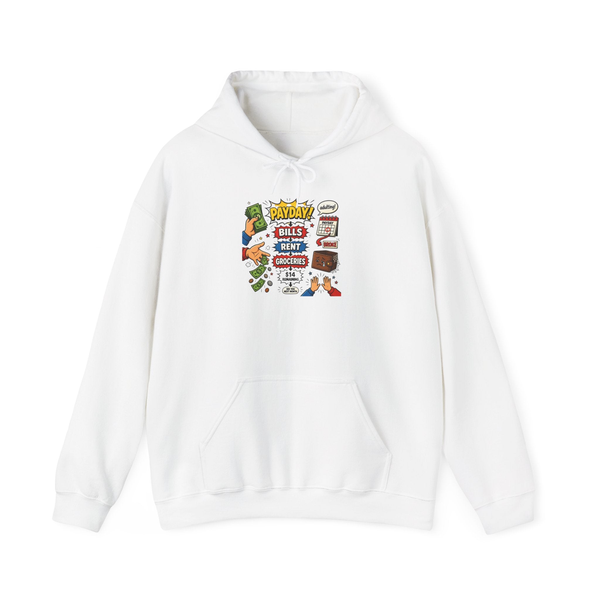 Payday Bills Rent Coffee Hoodie — Funny Budgeting Graphic Sweatshirt