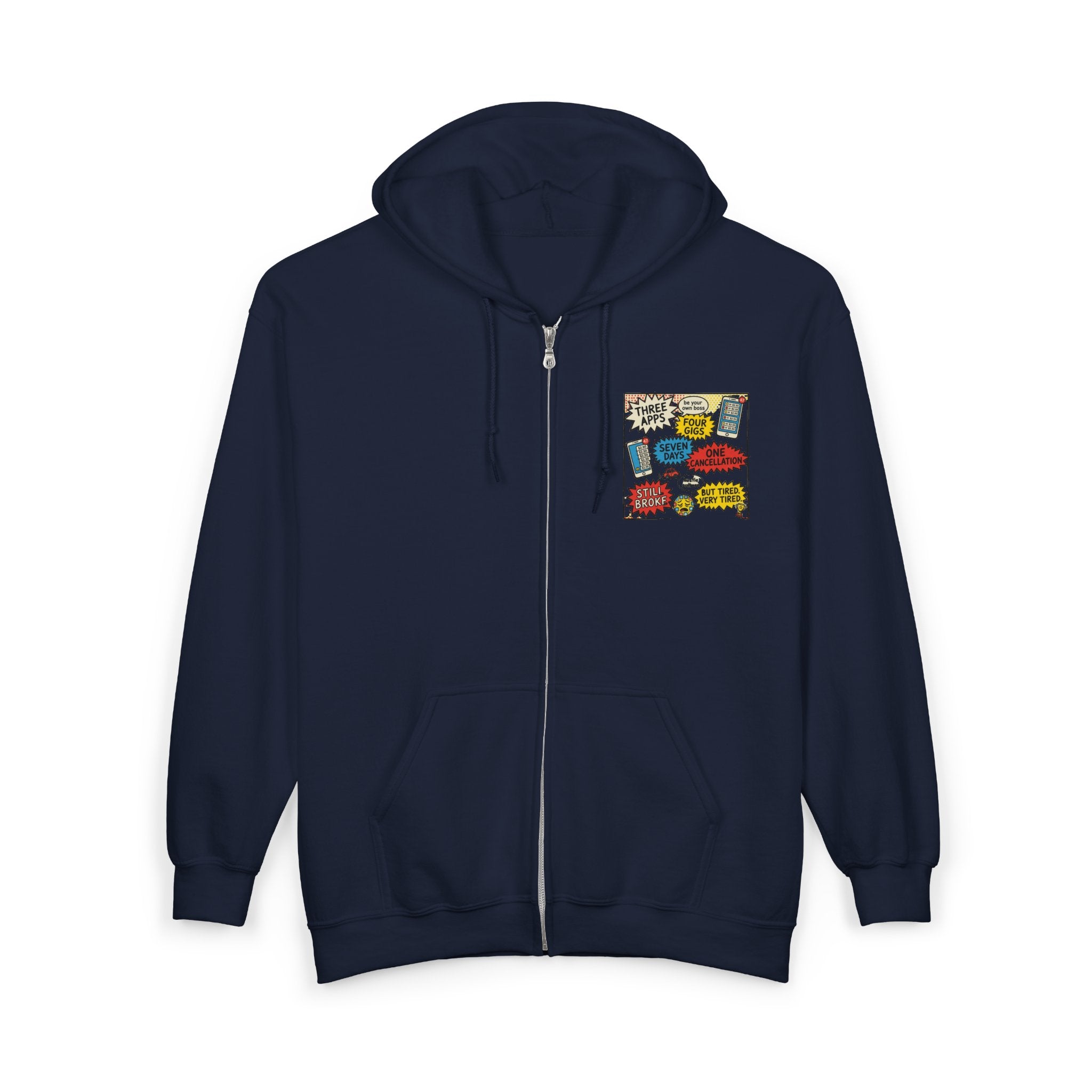 Zip Hoodie – Colorful Funny Speech Bubble Comic Design (Pocket Print)