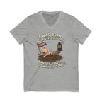 V-Neck Tee — "I Was Born at a Very Young Age and It's Been Downhill Since" Funny Adulting Shirt