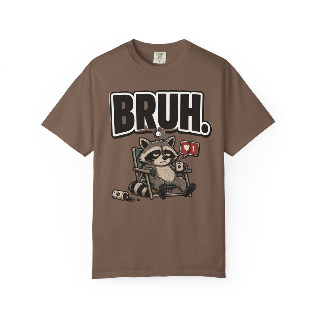 Bruh Raccoon Graphic T-Shirt — Lazy Chill Cartoon Tee