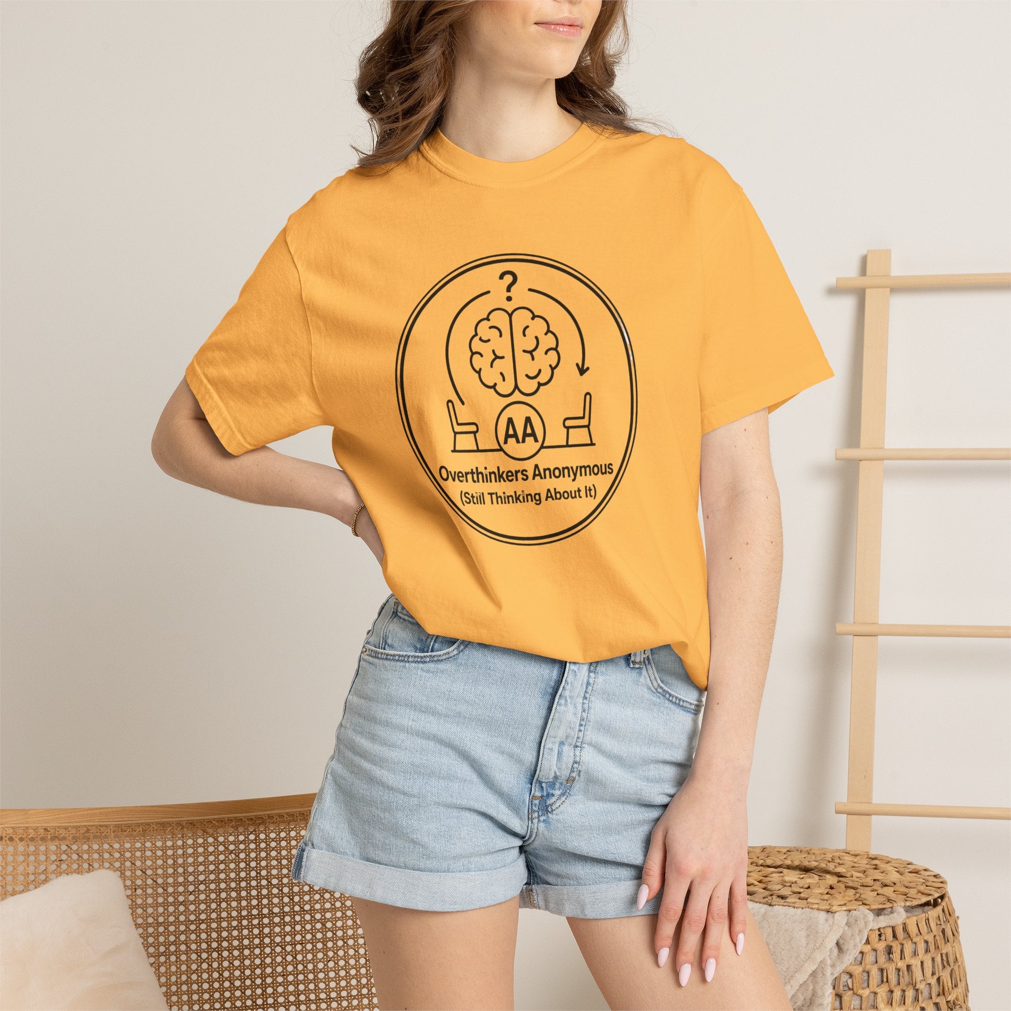 Overthinkers Anonymous T-Shirt — "Still Thinking About It" Graphic Tee