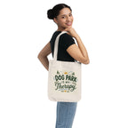 Tote Bag - "Dog Park Is My Therapy" Organic Canvas Tote | Eco-Friendly Dog Lover Gift