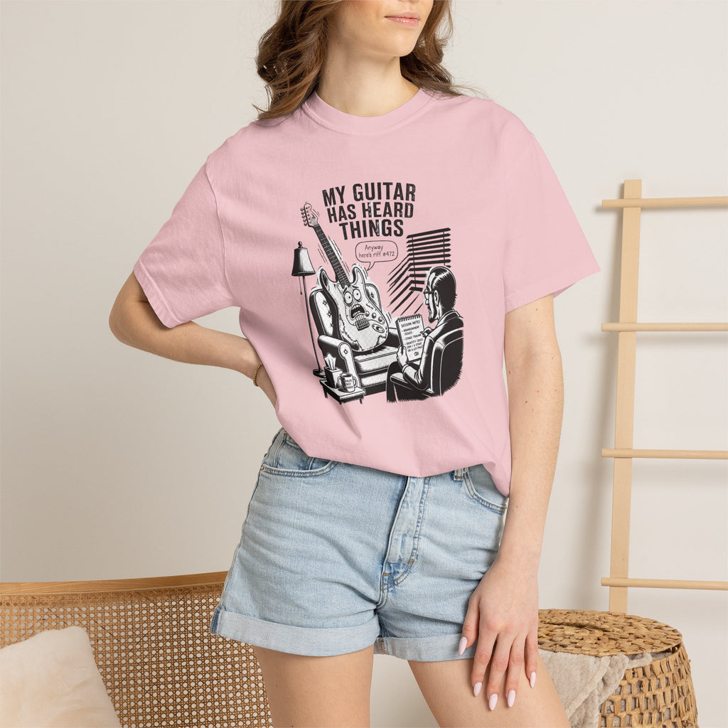 Guitar Lover T‑Shirt — "My Guitar Has Heard Things" Acoustic Music Tee