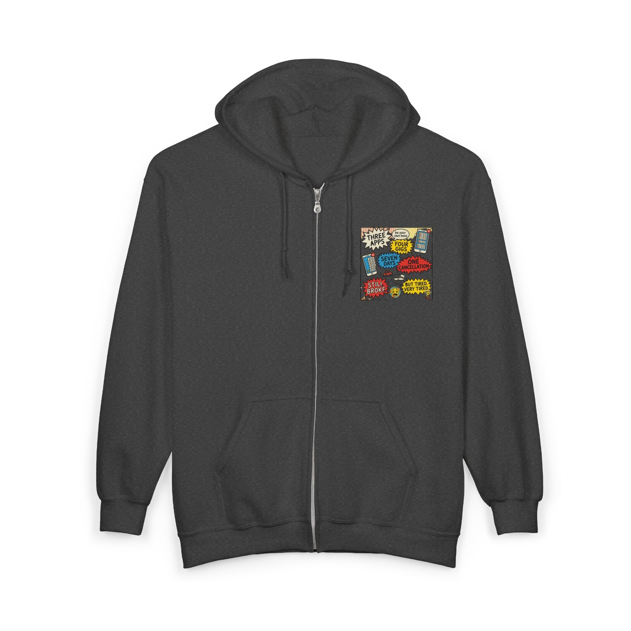 Zip Hoodie – Colorful Funny Speech Bubble Comic Design (Pocket Print)