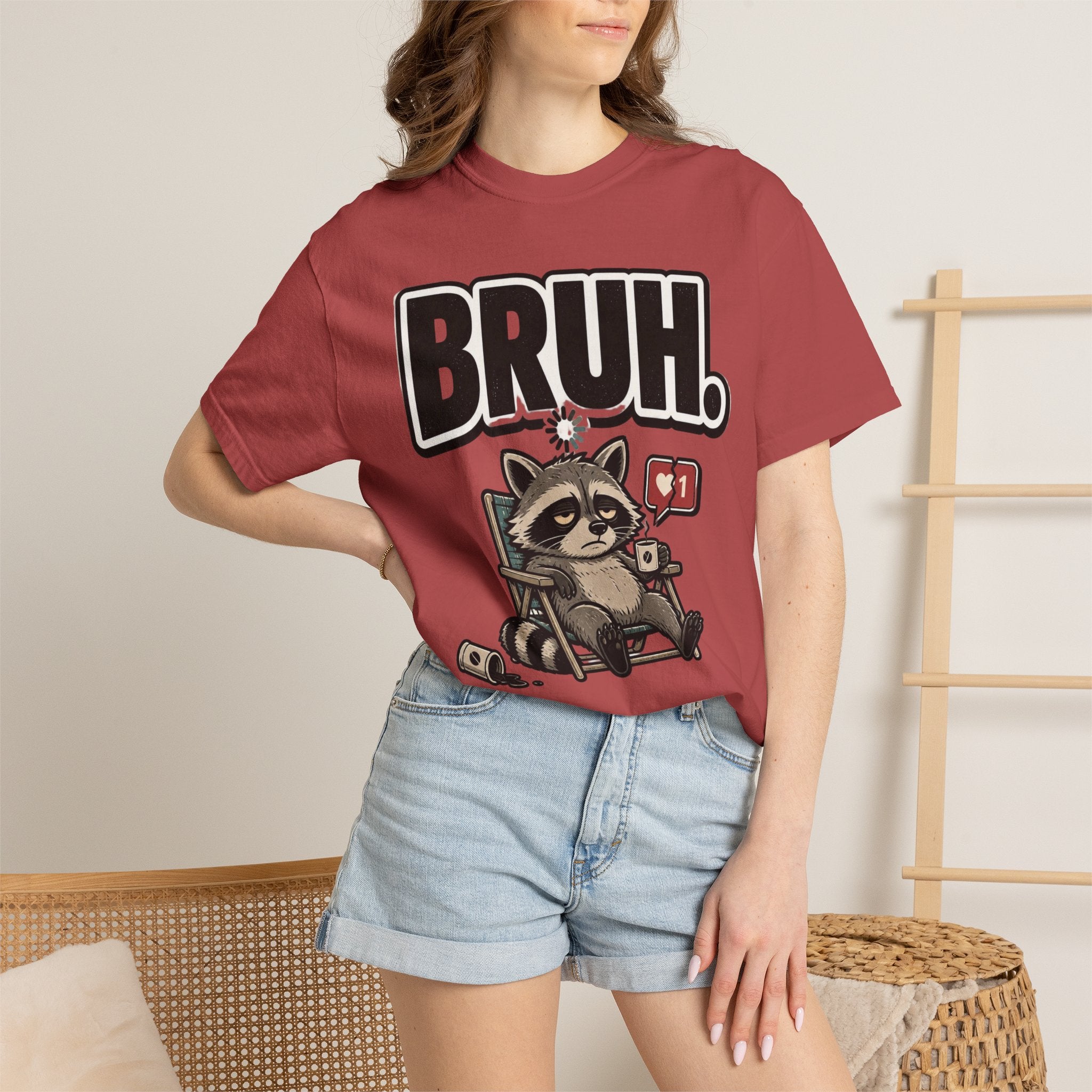 Bruh Raccoon Graphic T-Shirt — Lazy Chill Cartoon Tee
