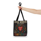 Social Worker Tote Bag — “Social Workers Do It With Compassion” AOP Canvas Tote