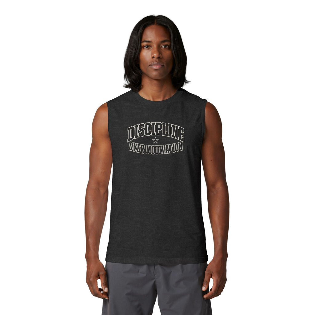 Discipline Over Motivation Muscle Tank — Motivational Gym Workout Tank Top