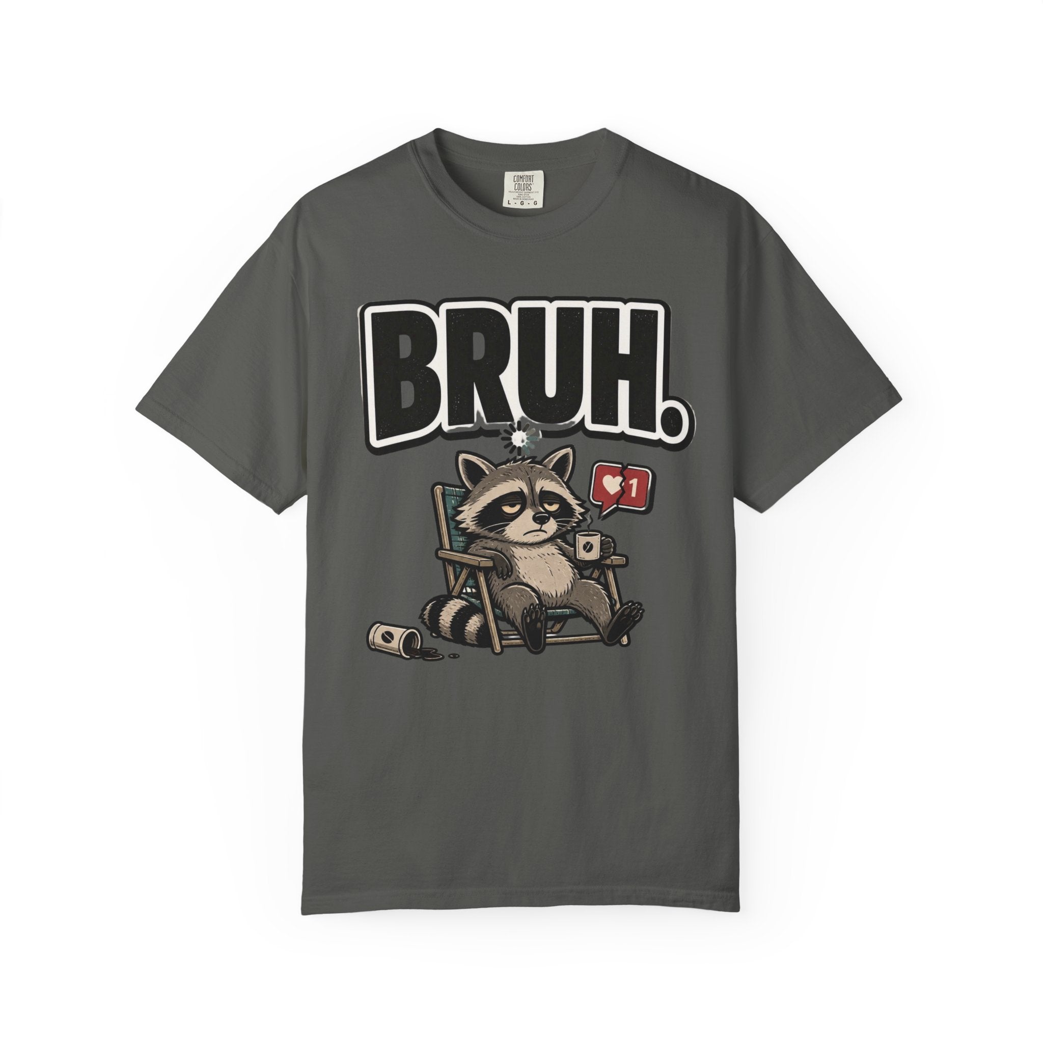 Bruh Raccoon Graphic T-Shirt — Lazy Chill Cartoon Tee