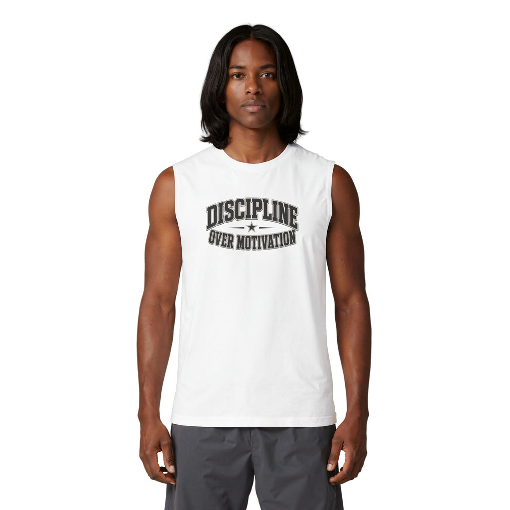 Discipline Over Motivation Muscle Tank — Motivational Gym Workout Tank Top