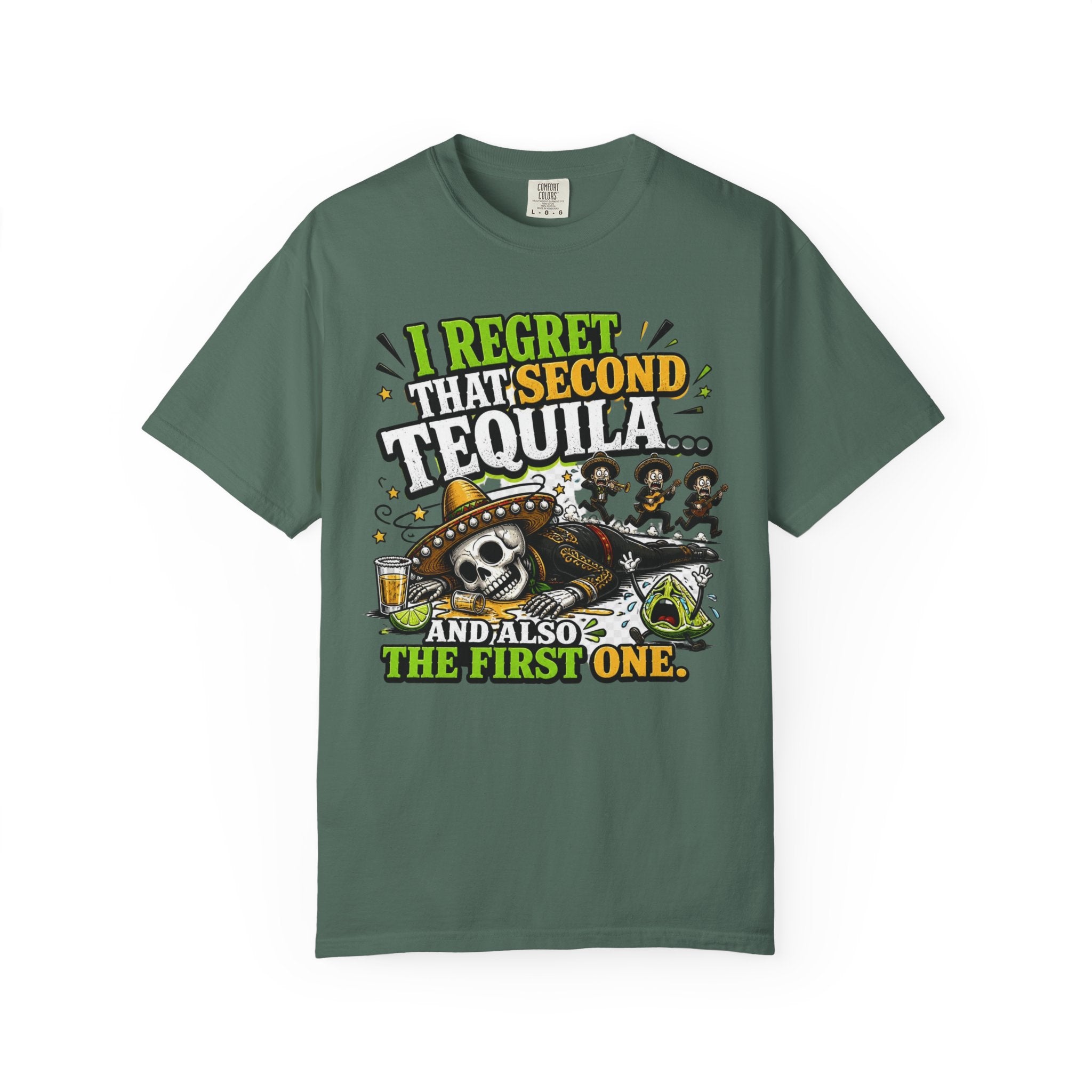 Tequila Skull T-Shirt – "I Regret That Second Tequila... And Also The First One" Funny Party Tee