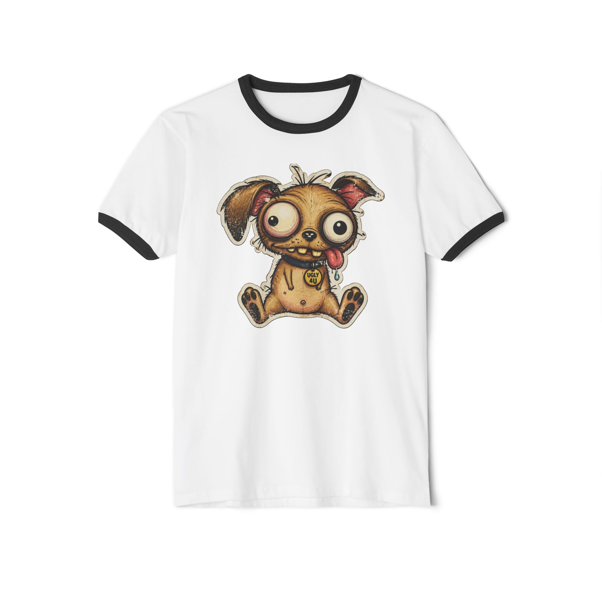 Cute Zombie Puppy Ringer T-Shirt — Kawaii Horror Dog Tee