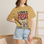 T-Shirt — "I Can't Adult Today" Funny Coffee & Messy Desk Graphic Tee