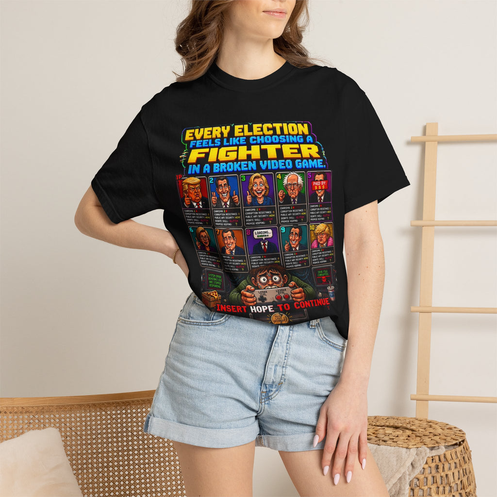 Election Fighter T‑Shirt — 'Every Election Feels Like Choosing a Fighter' Retro Video Game Tee