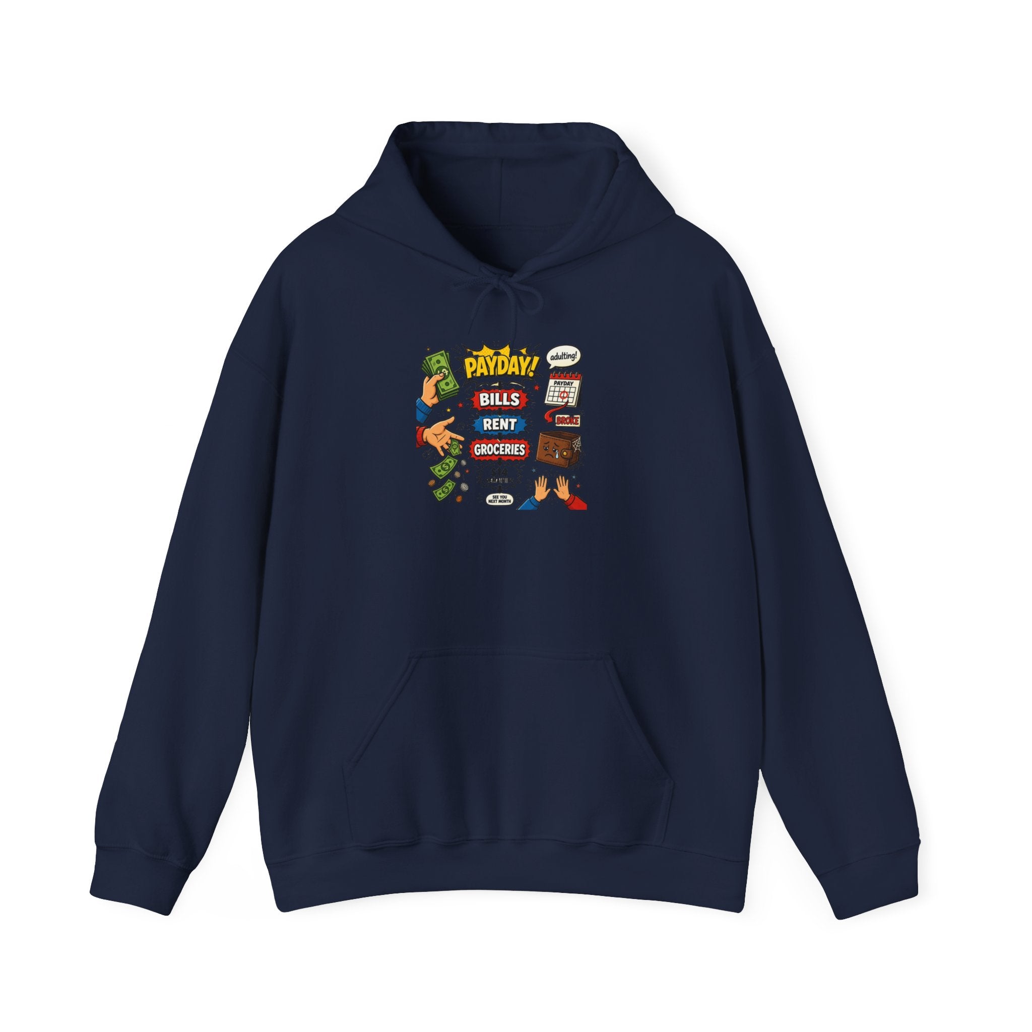 Payday Bills Rent Coffee Hoodie — Funny Budgeting Graphic Sweatshirt