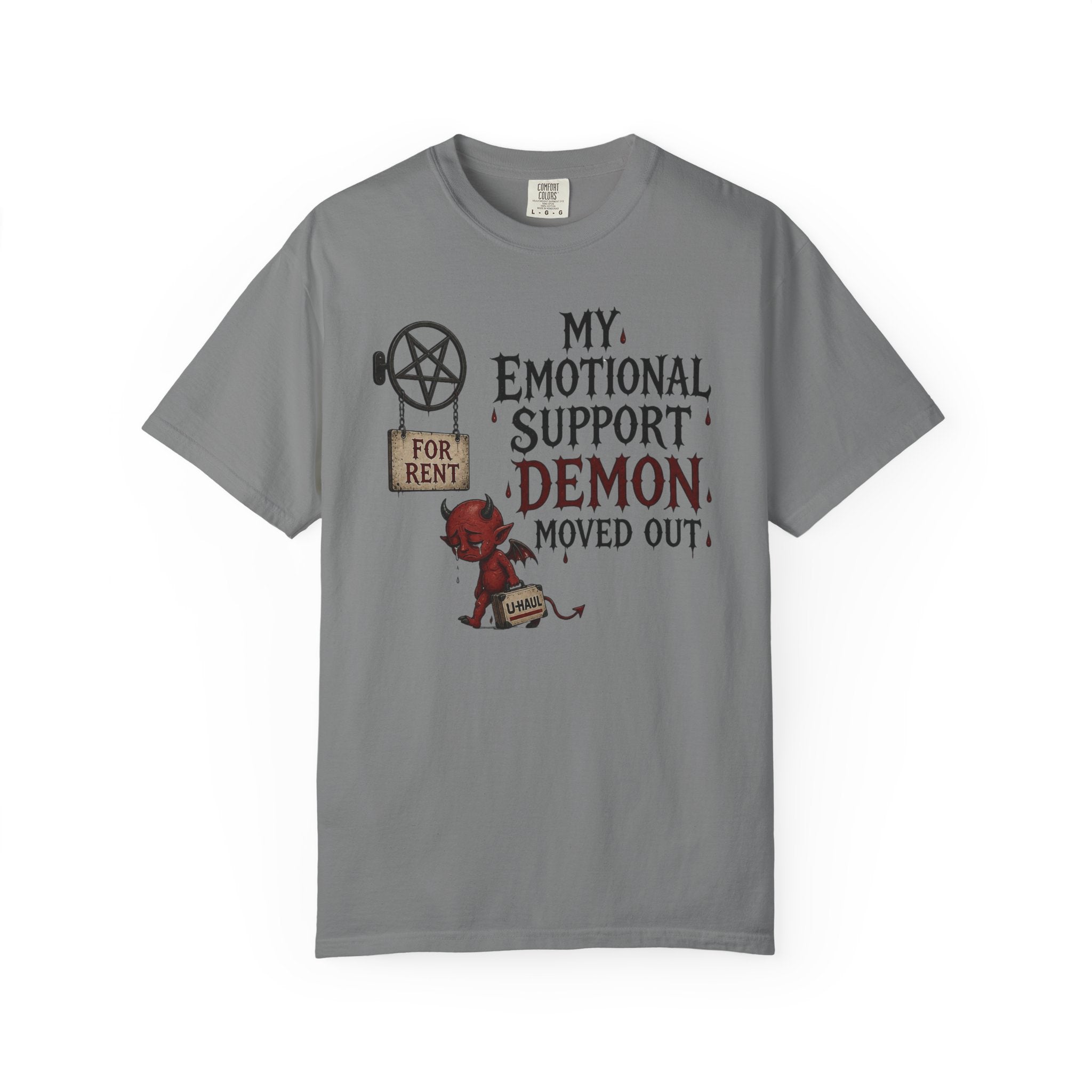 T-Shirt — “My Emotional Support Demon Moved Out” Funny Gothic Graphic Tee