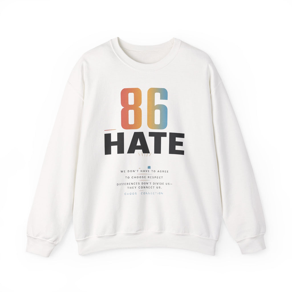 86 HATE Graphic Sweatshirt — Retro Numbered Anti-Hate Crewneck