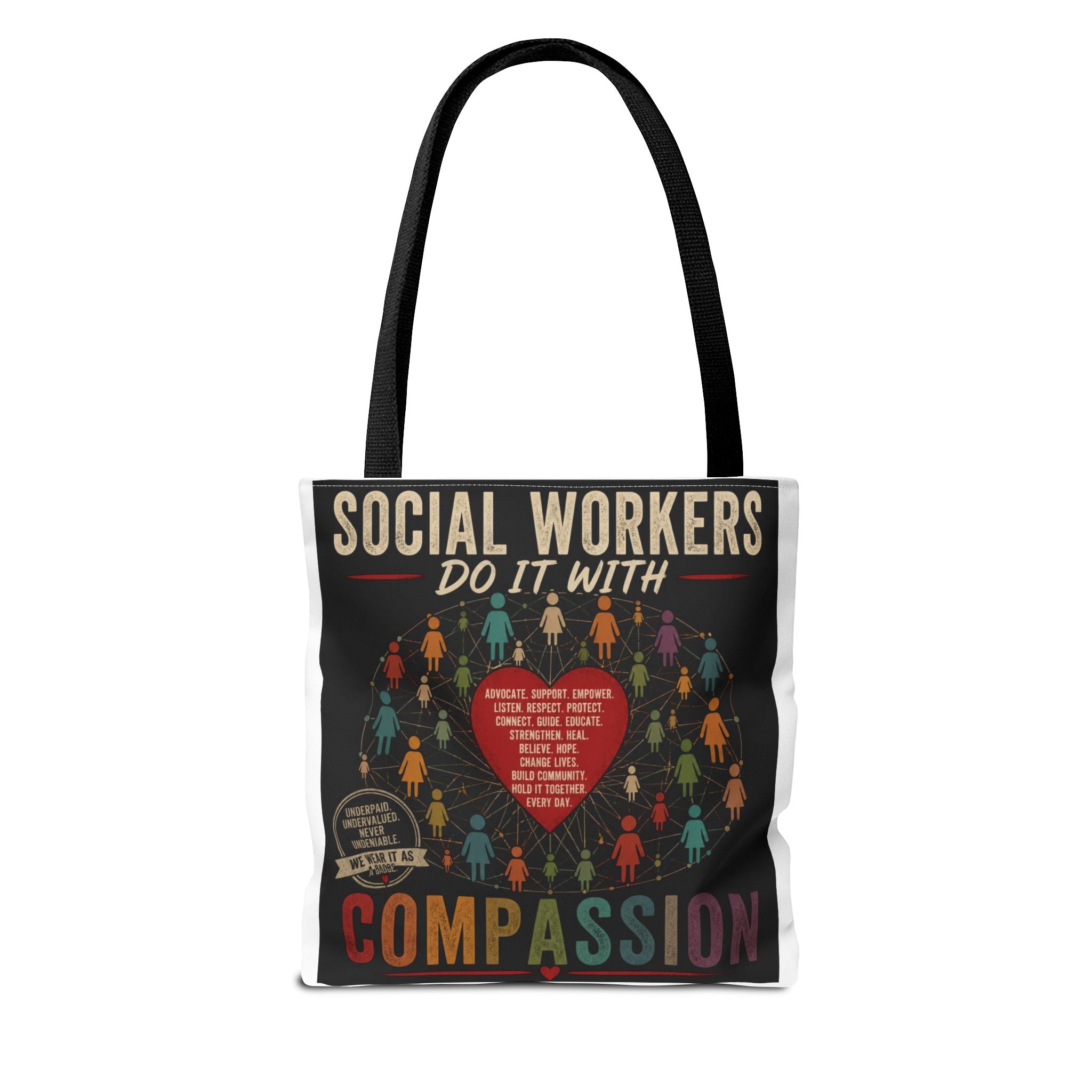 Social Worker Tote Bag — “Social Workers Do It With Compassion” AOP Canvas Tote