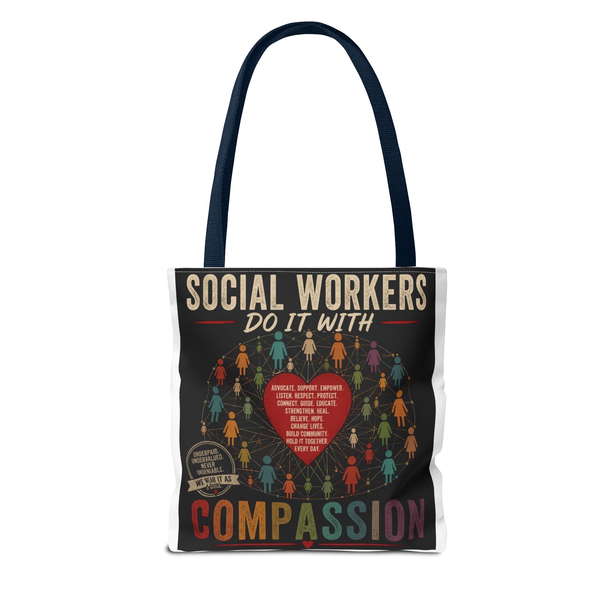 Social Worker Tote Bag — “Social Workers Do It With Compassion” AOP Canvas Tote
