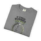 Stress Burns Calories T-Shirt — Funny Workout Hamster Wheel Graphic Tee