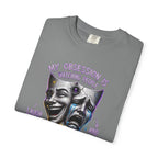 Theater Masks Popcorn Tee — “My Obsession Is Watching People” Graphic T-Shirt