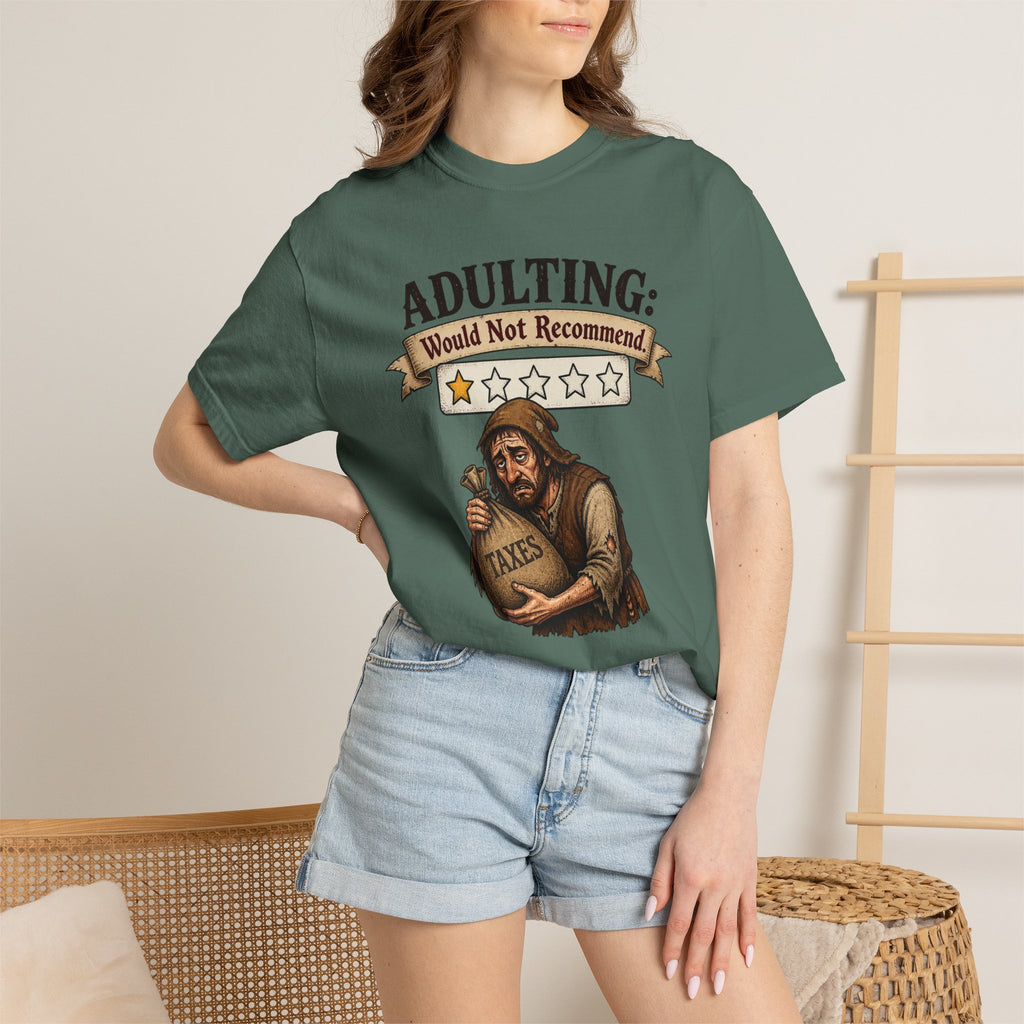 Adulting Would Not Recommend T-Shirt — Funny Taxes Graphic Tee