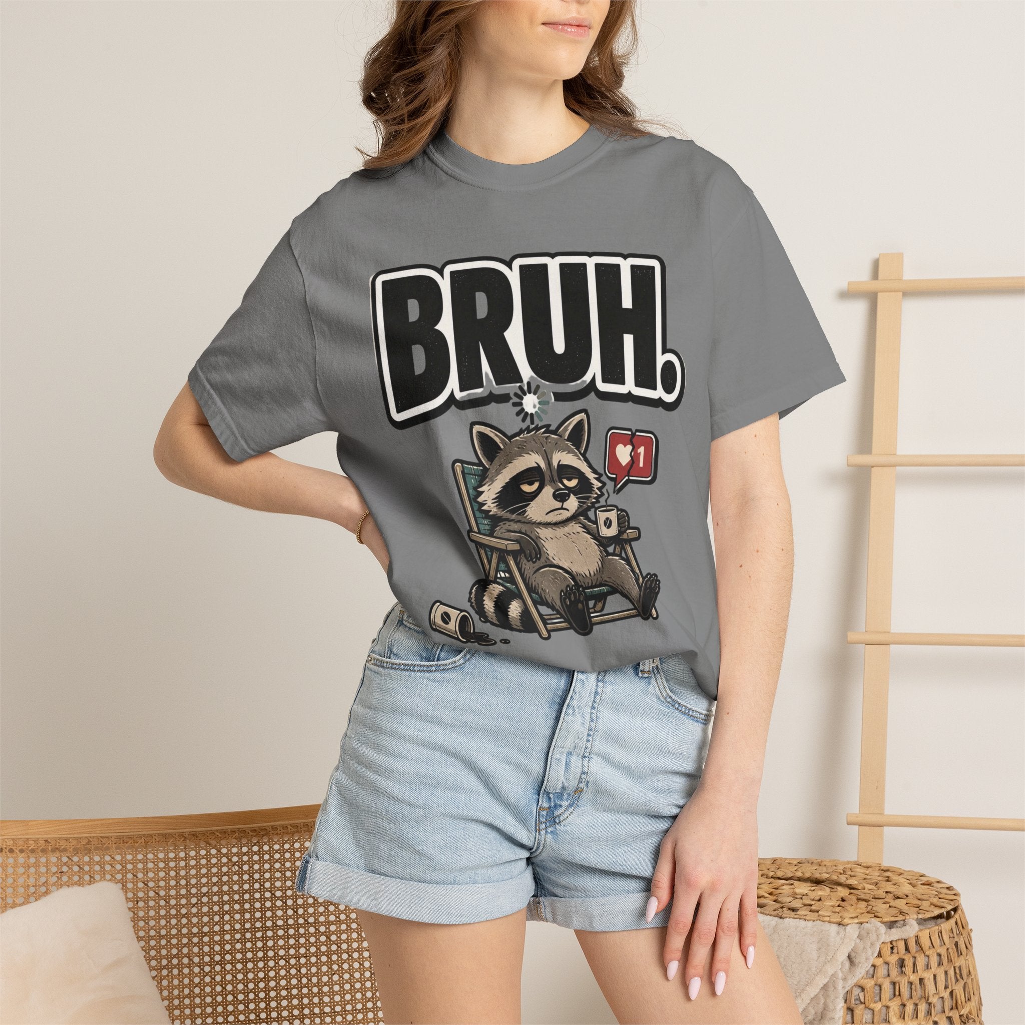 Bruh Raccoon Graphic T-Shirt — Lazy Chill Cartoon Tee