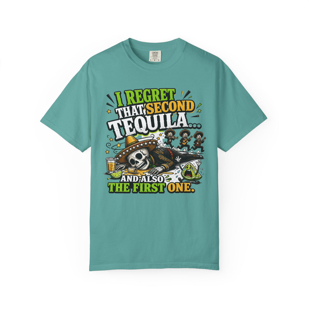 Tequila Skull T-Shirt – "I Regret That Second Tequila... And Also The First One" Funny Party Tee