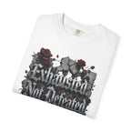 Exhausted Not Defeated T-Shirt — Gothic Rose Motivational Tee