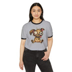 Cute Zombie Puppy Ringer T-Shirt — Kawaii Horror Dog Tee