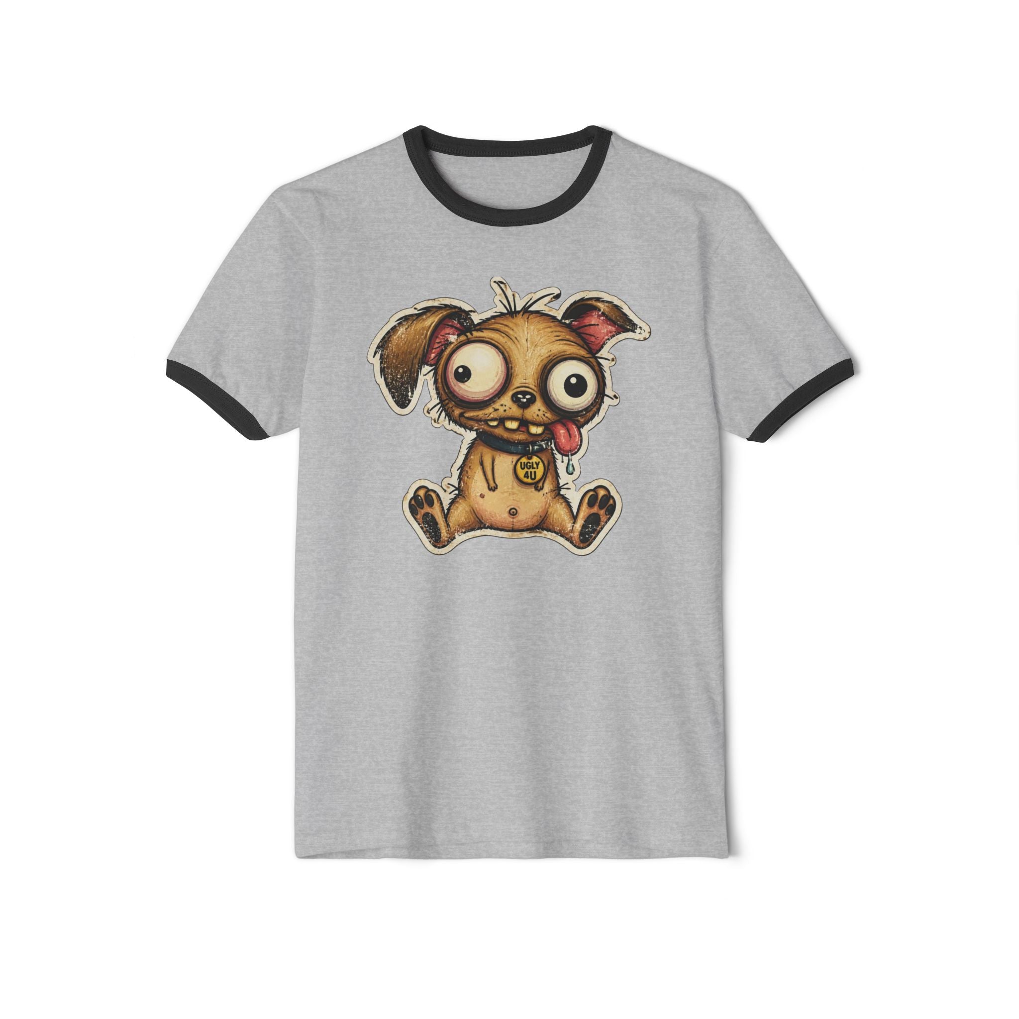 Cute Zombie Puppy Ringer T-Shirt — Kawaii Horror Dog Tee