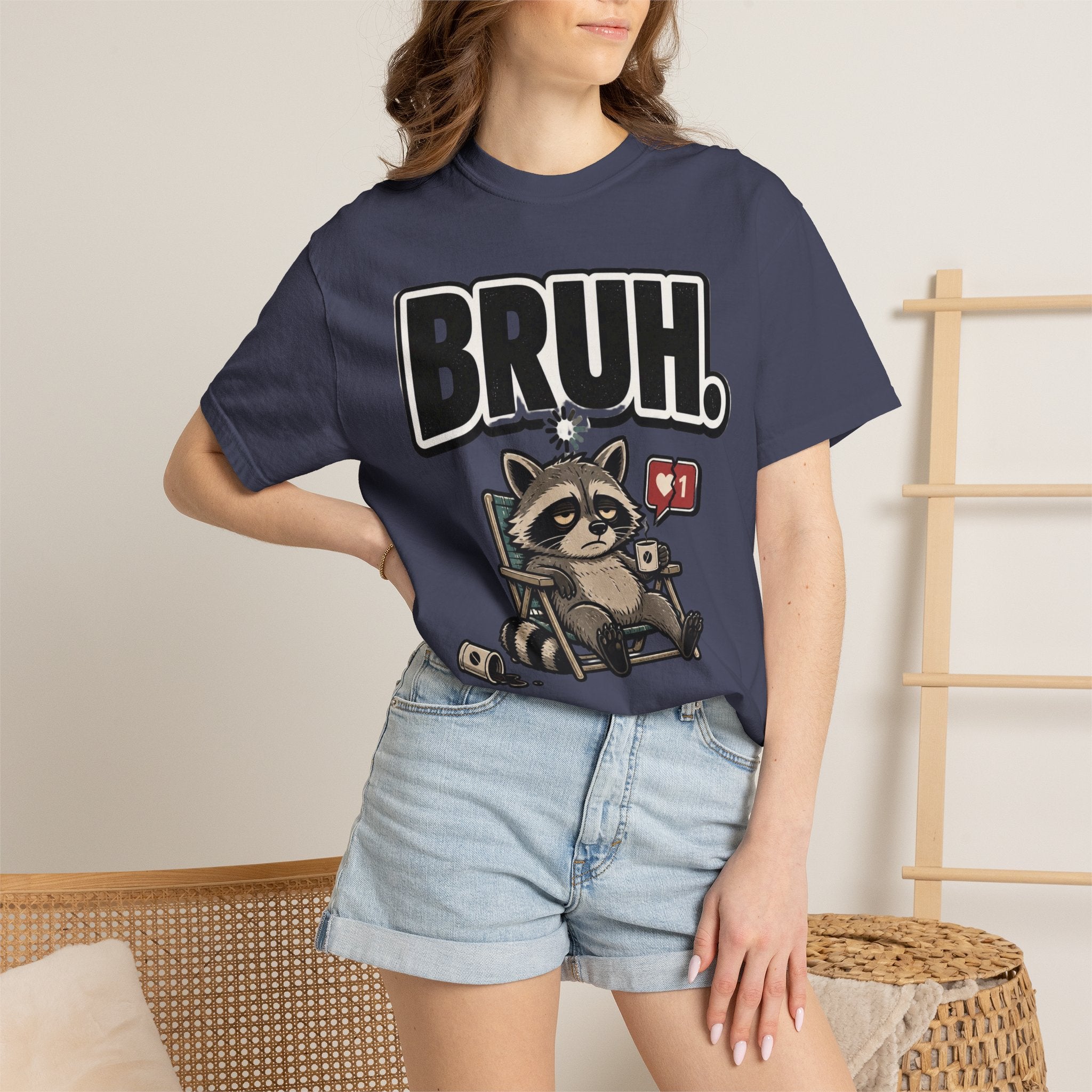 Bruh Raccoon Graphic T-Shirt — Lazy Chill Cartoon Tee