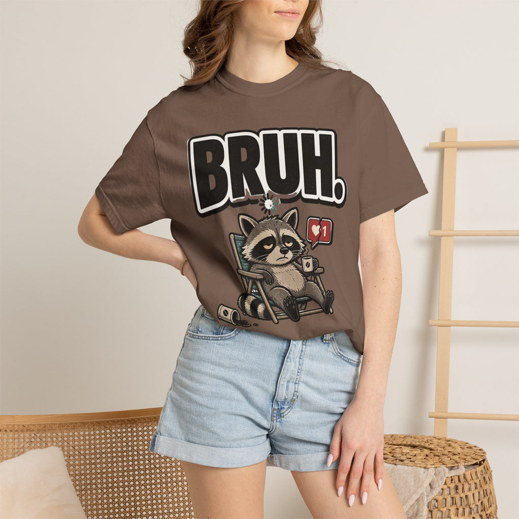 Bruh Raccoon Graphic T-Shirt — Lazy Chill Cartoon Tee