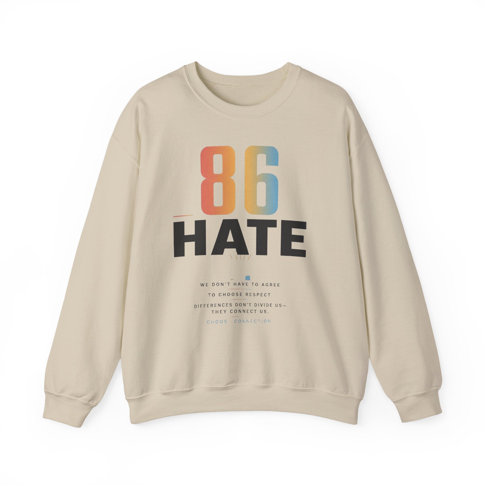 86 HATE Graphic Sweatshirt — Retro Numbered Anti-Hate Crewneck