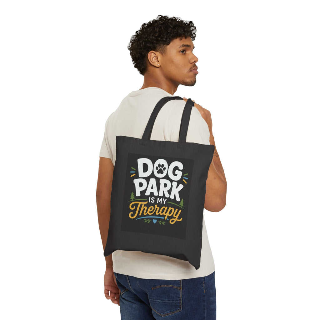 Dog Park Is My Therapy Tote Bag — Canvas Dog Lover Grocery & Beach Tote