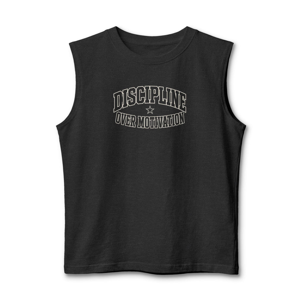 Discipline Over Motivation Muscle Tank — Motivational Gym Workout Tank Top